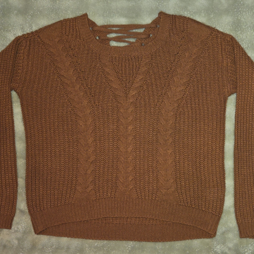 Women's Cable Knit Sweater - Burnt Orange